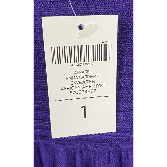 Chico’s Emma Cardigan Sweater Silk Blend Size 1 M African Amethyst Purple NWT - Picture 4 of 9